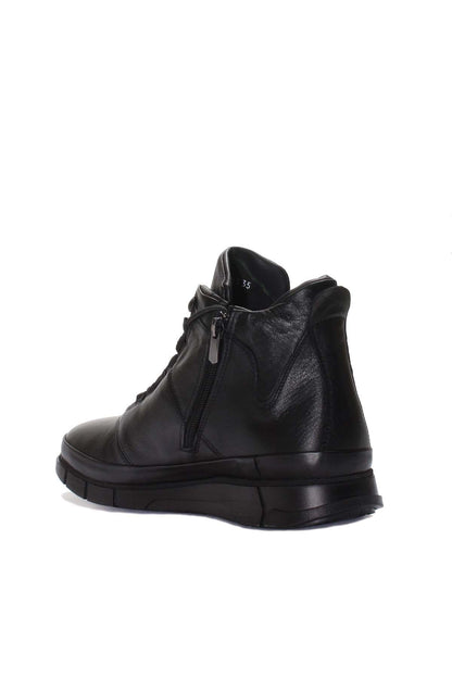 KOALA SYDNEY Men's Black Leather Boots with Fur Lining Lace-Up Durable Sole Wessi