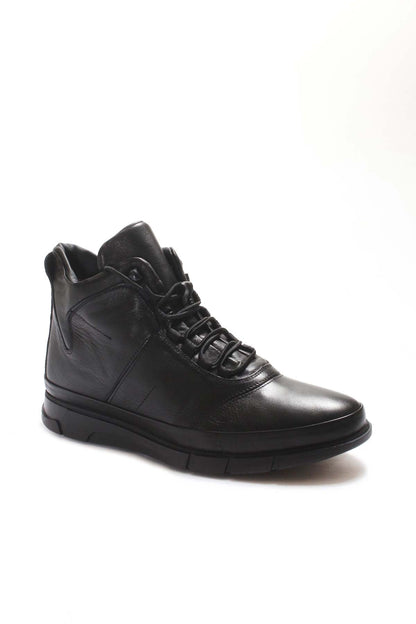 KOALA SYDNEY Men's Black Leather Boots with Fur Lining Lace-Up Durable Sole Wessi