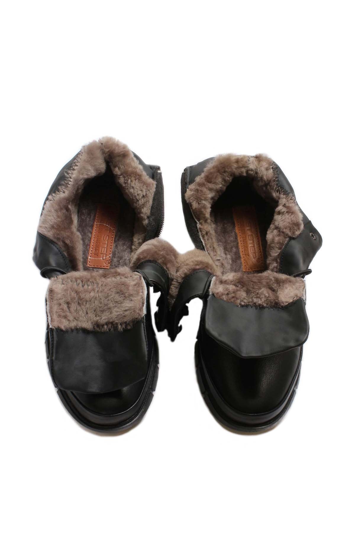 KOALA SYDNEY Men's Black Leather Boots with Fur Lining Lace-Up Durable Sole Wessi