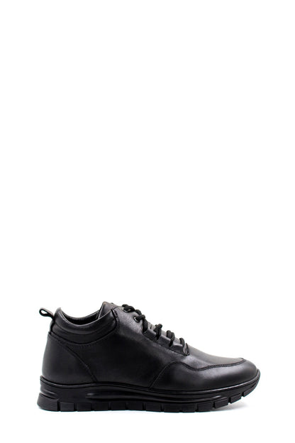 Men's Black High-Top Leather Sneakers with Cushioned Sole