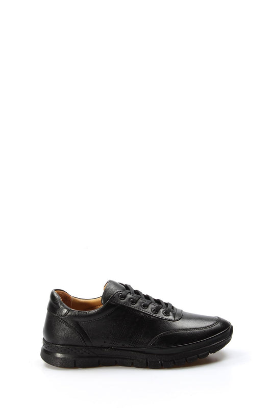 KOALA SYDNEY Men's Black Perforated Leather Sneakers with Cushioned Sole