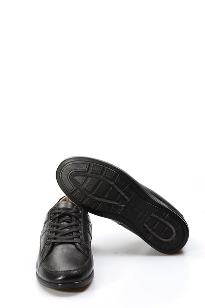 Men's Classic Black Leather Casual Lace-Up Shoes