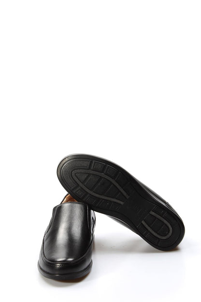 KOALA SYDNEY Men's Black Leather Slip-On Loafers with Perforated Detailing