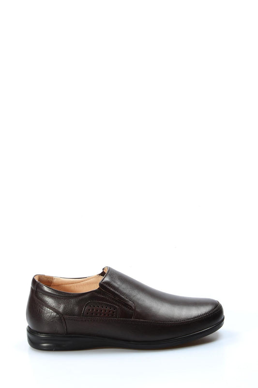 KOALA SYDNEY Men's Brown Leather Slip-On Loafers with Perforated Detailing