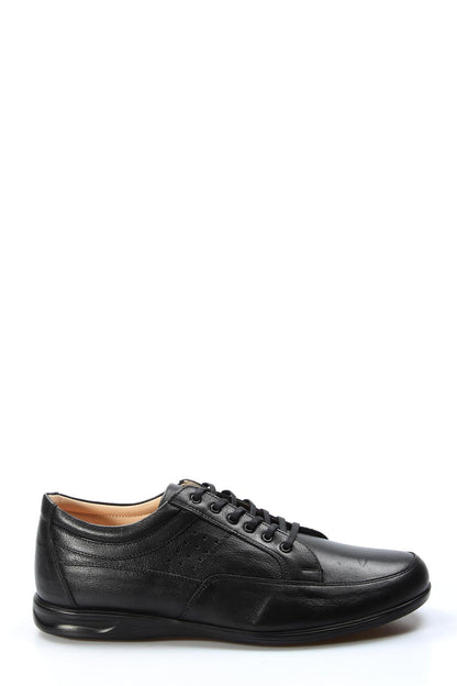 Black Casual Leather Lace-Up-Wessi