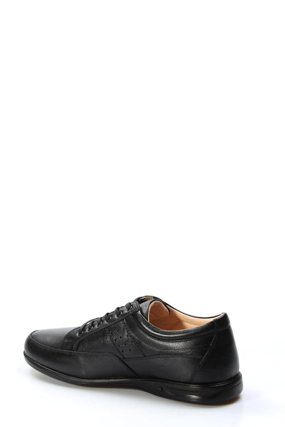 Black Casual Leather Lace-Up-Wessi