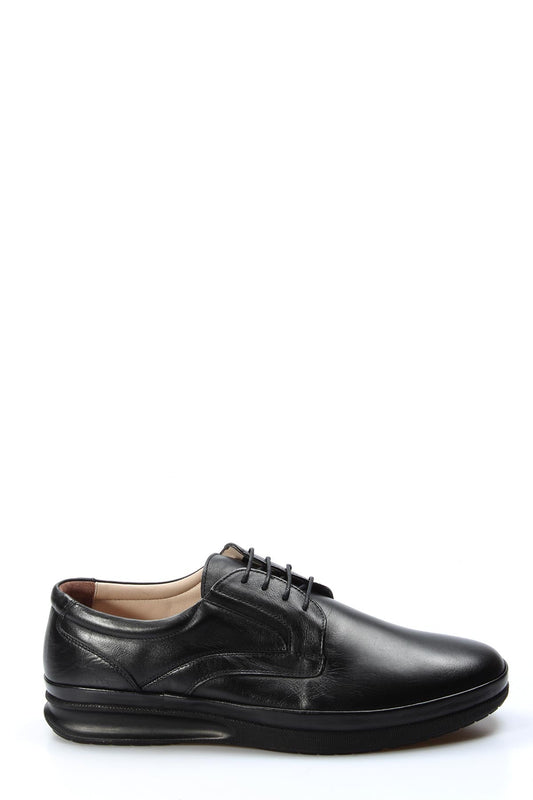 Black Leather Comfort Lace-Up Shoes-Wessi