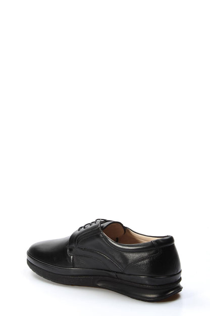 Black Leather Comfort Lace-Up Shoes-Wessi