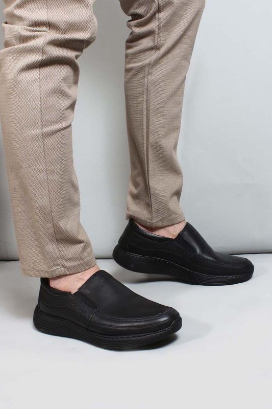 KOALA SYDNEY  Men's Black Leather Slip-On Shoes-Wessi