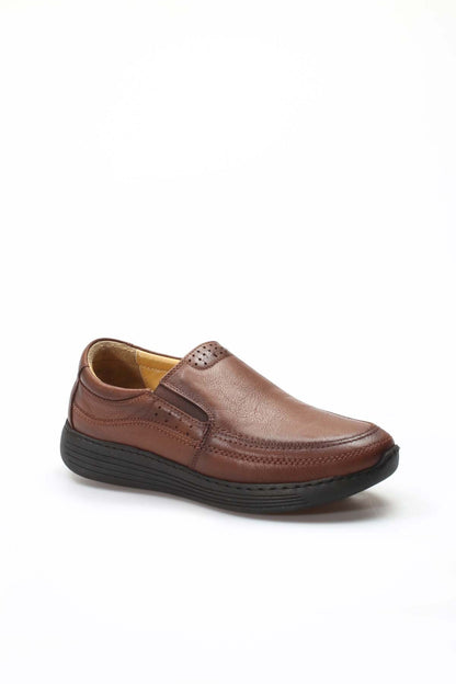 Men's Brown Casual Leather Slip-On Shoes-Wessi