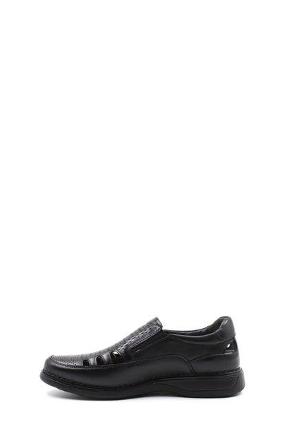 Men's Black Orthopedic Leather Sandals