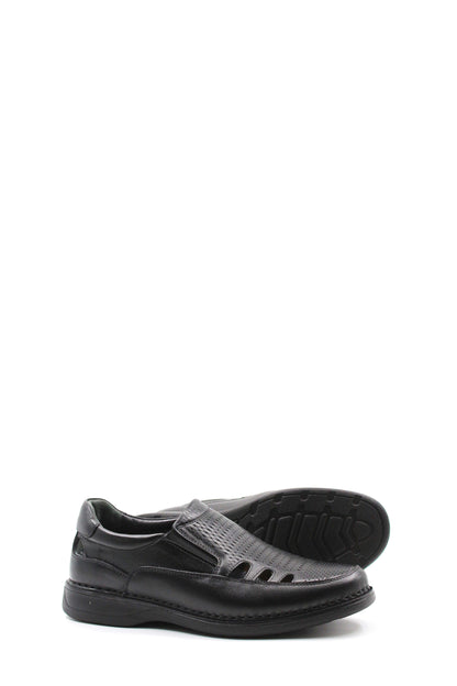 Men's Black Orthopedic Leather Sandals