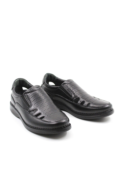 Men's Black Orthopedic Leather Sandals