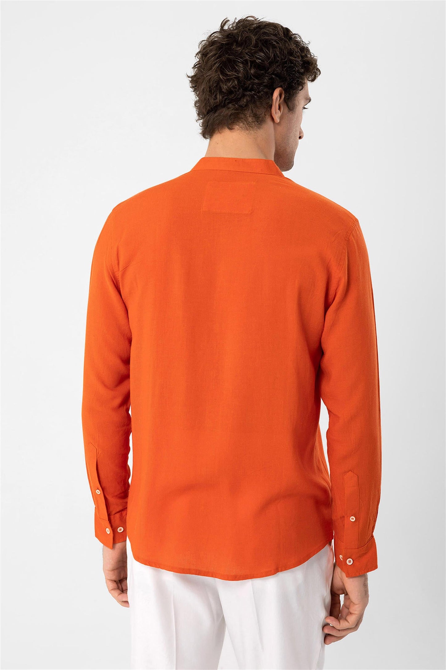 Men's Orange Judge Collar Shirt
