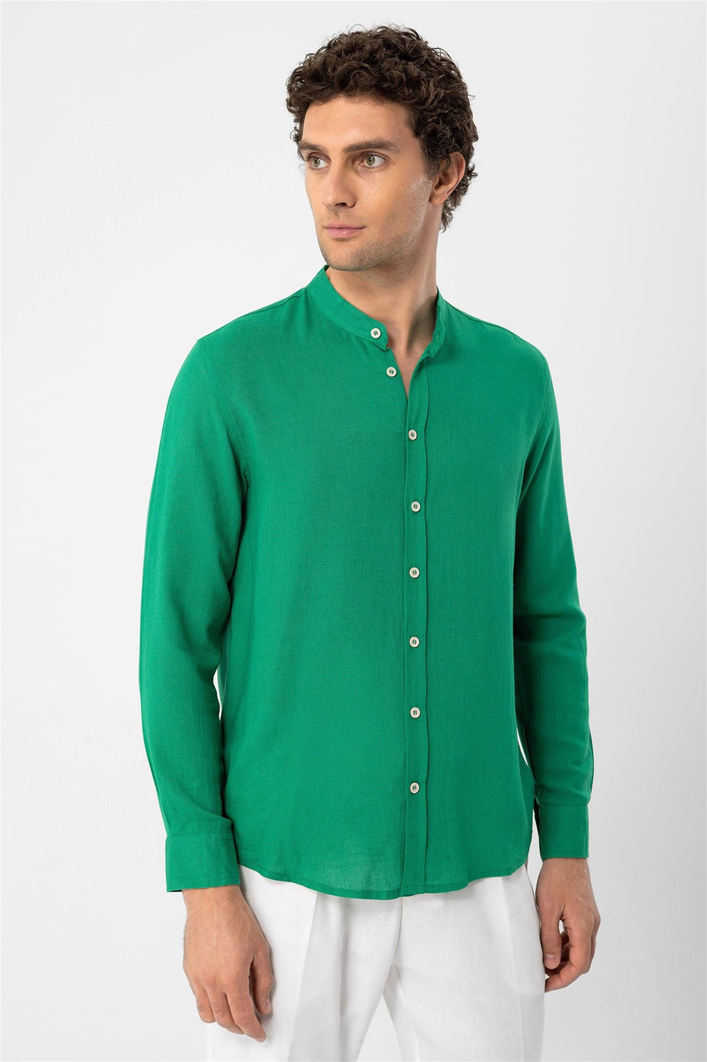 Men's Duck Green Judge Collar Shirt