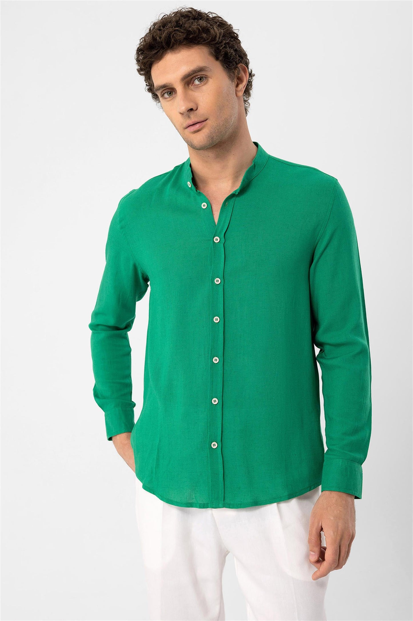 Men's Duck Green Judge Collar Shirt