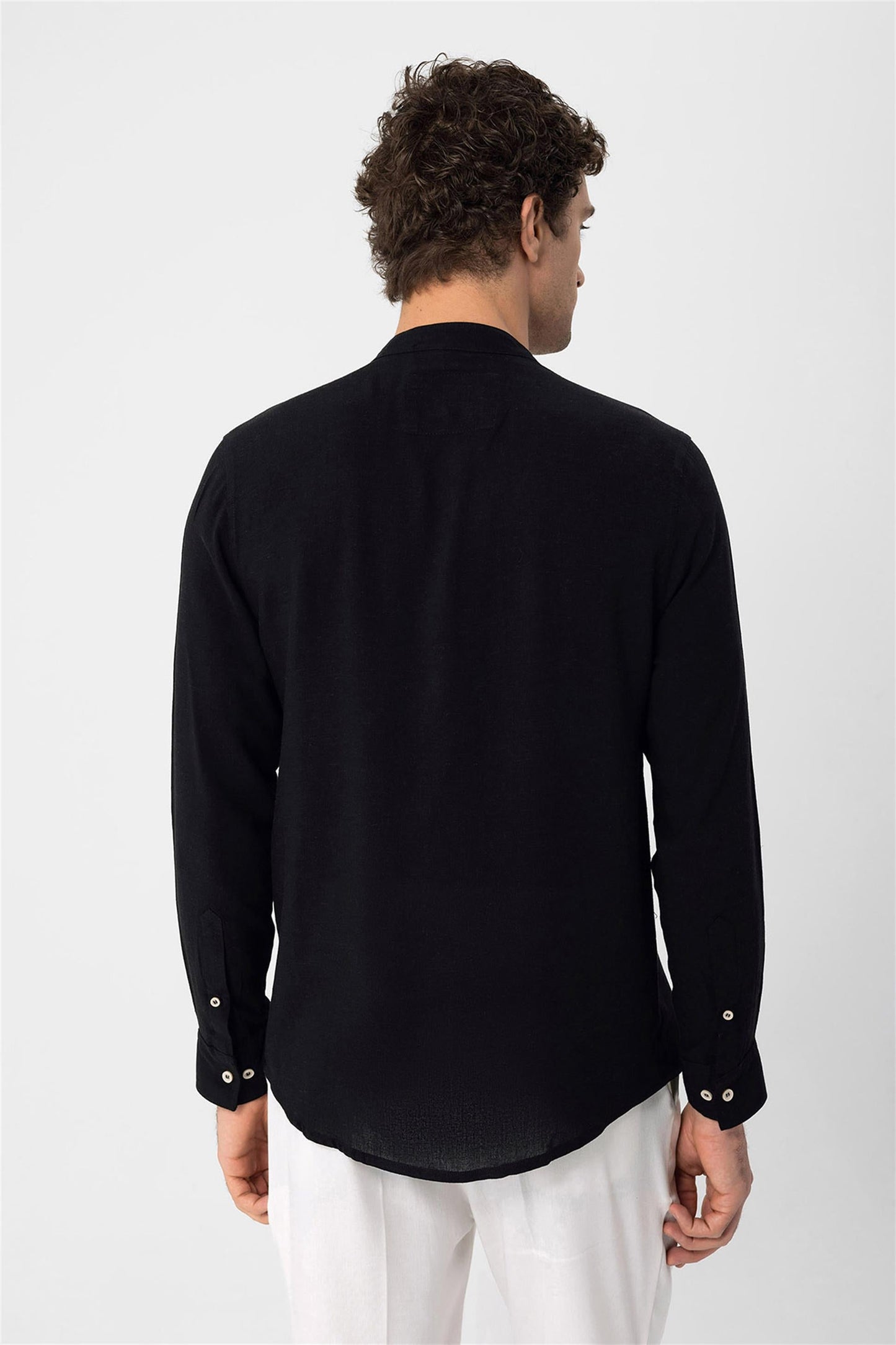 Men's Black Judge Collar Shirt