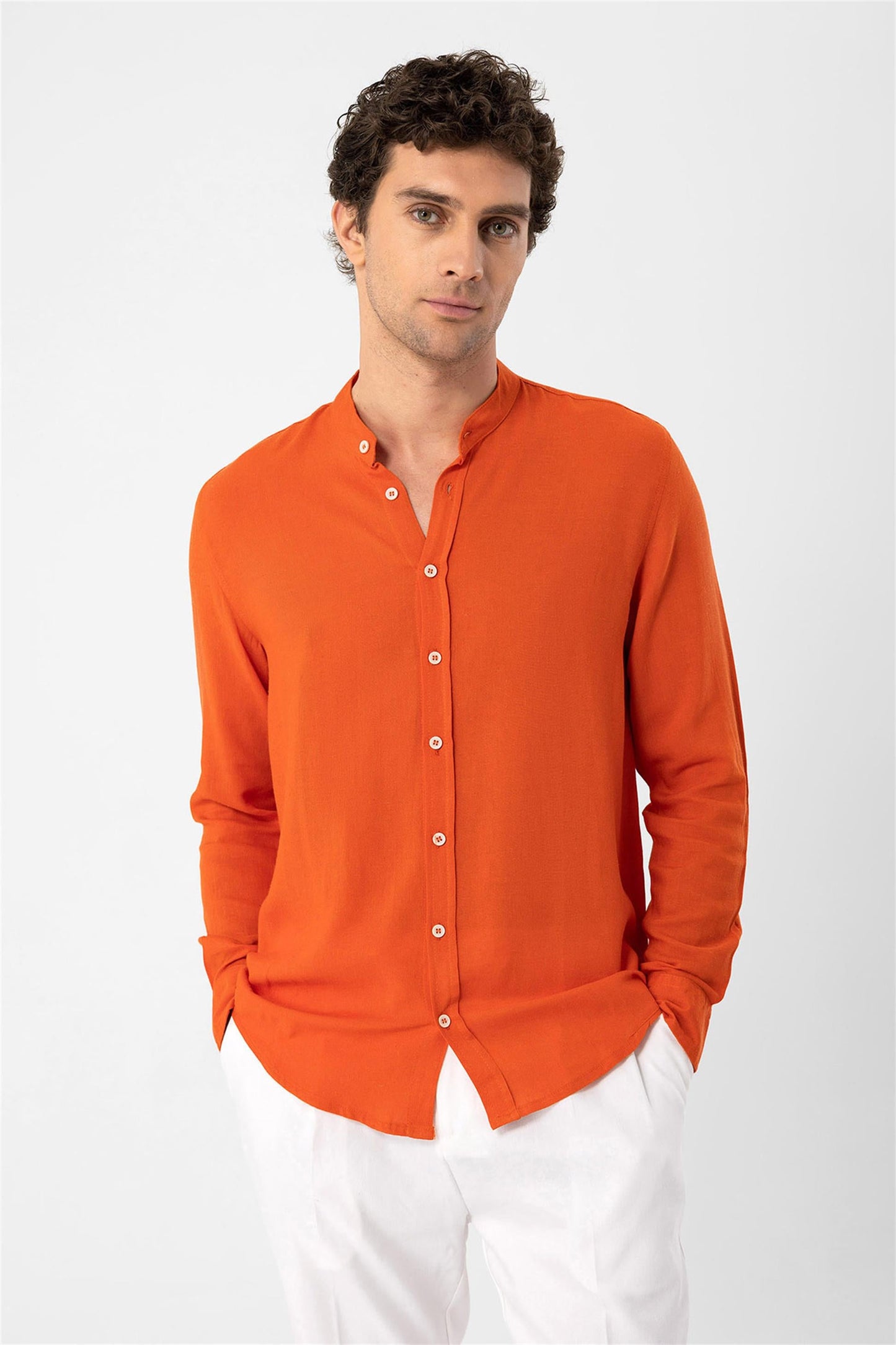 Men's Orange Judge Collar Shirt