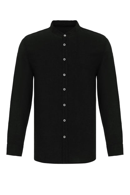 Men's Black Judge Collar Shirt