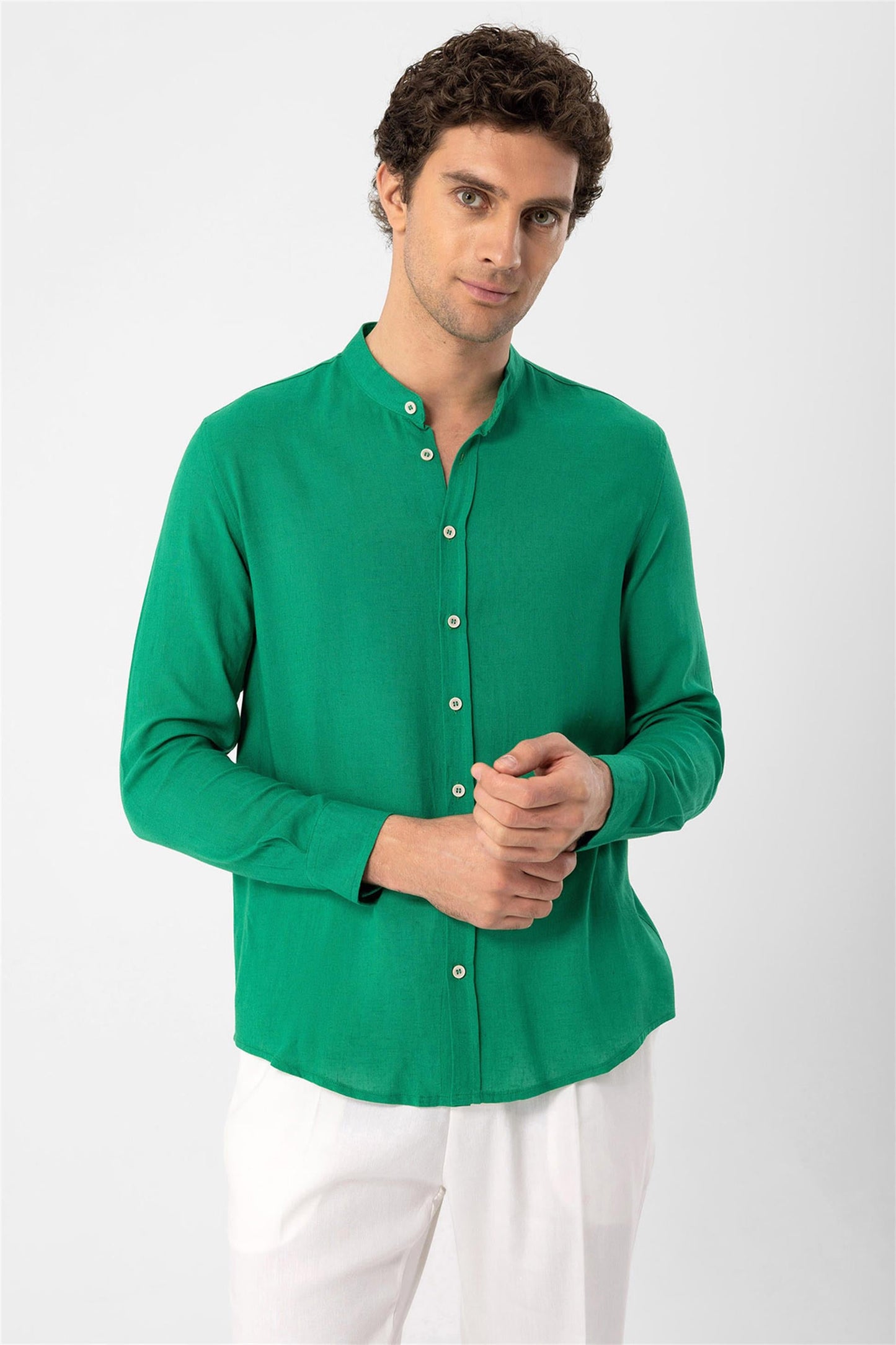 Men's Duck Green Judge Collar Shirt