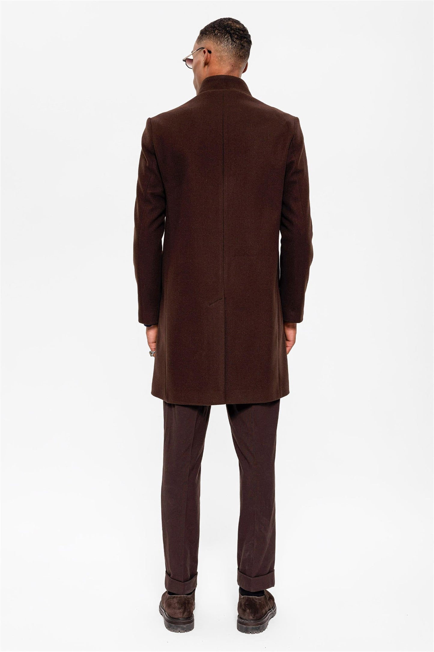 Brown Judge Collar Men's Coat
