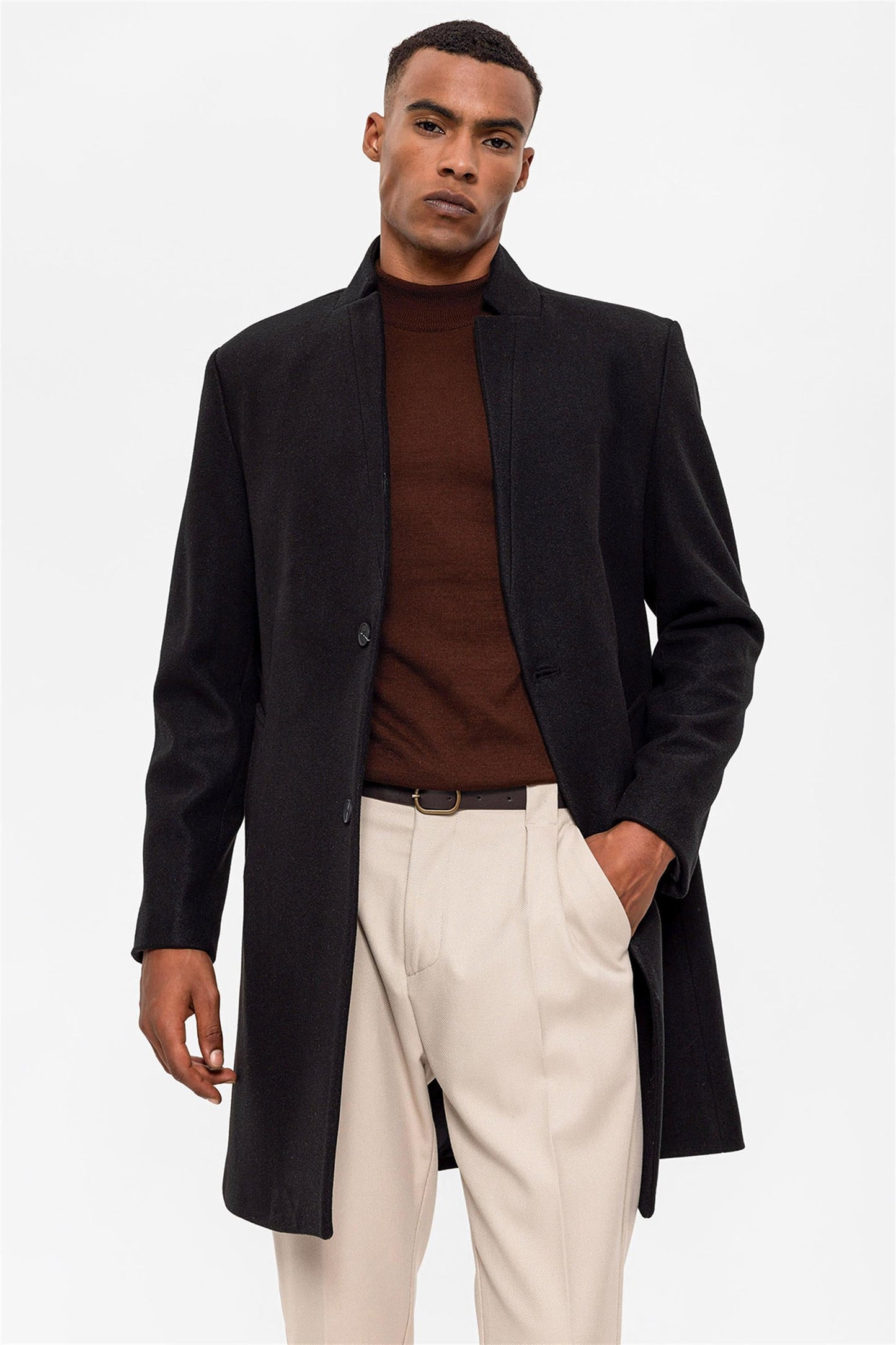 Black Judge Collar Men's Coat