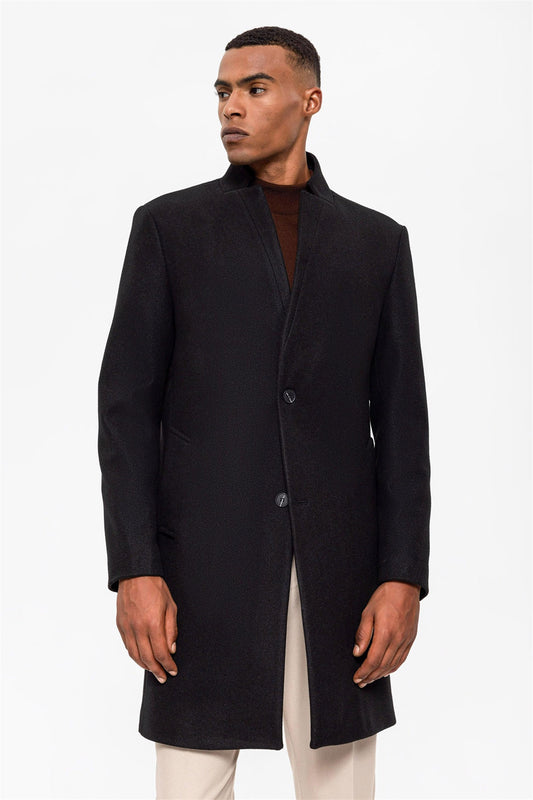 Black Judge Collar Men's Coat