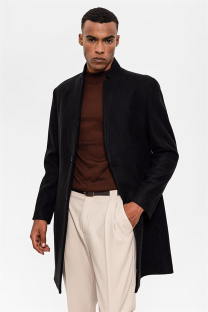 Black Judge Collar Men's Coat