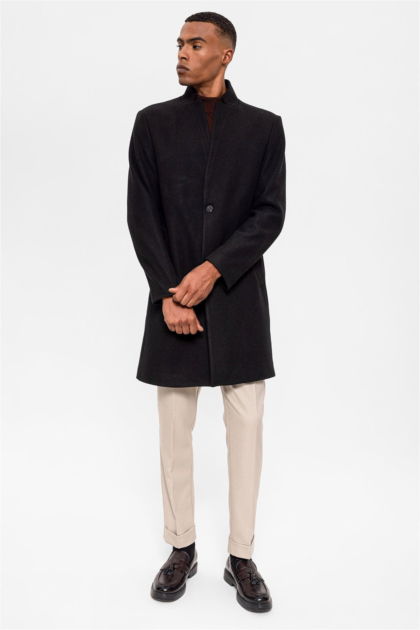Black Judge Collar Men's Coat