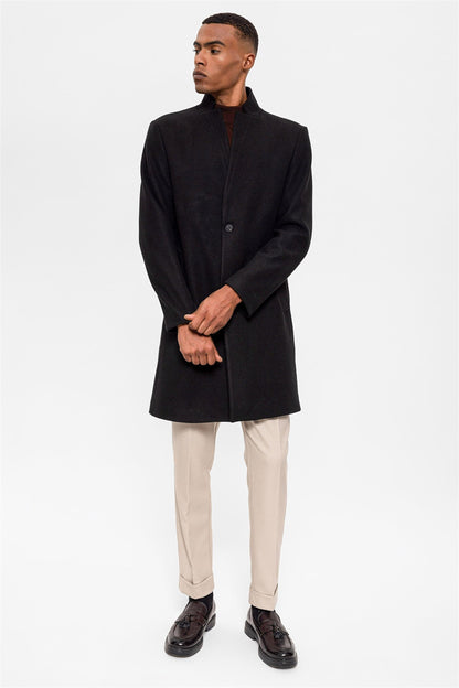 Black Judge Collar Men's Coat