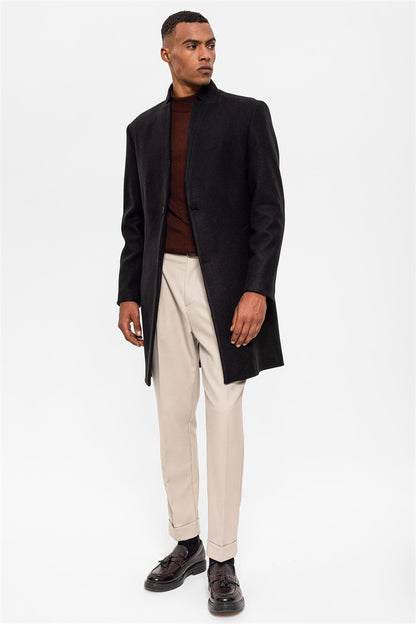 Black Judge Collar Men's Coat