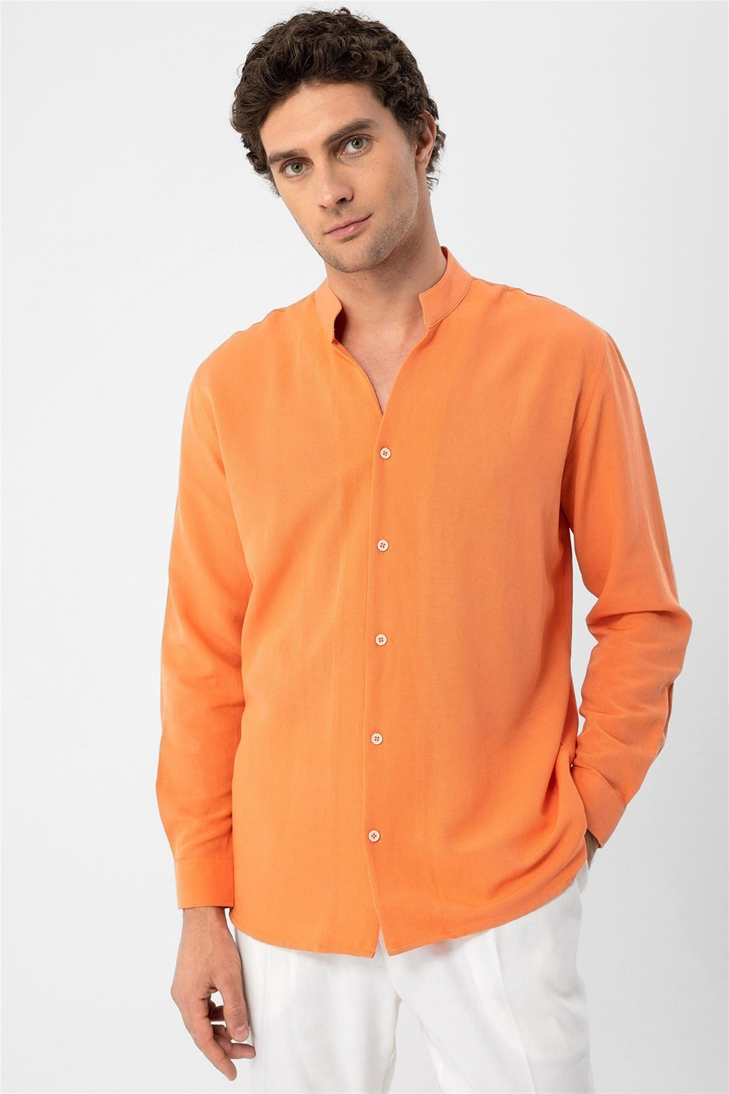 Men's Salmon Judge Collar Long Sleeve Shirt