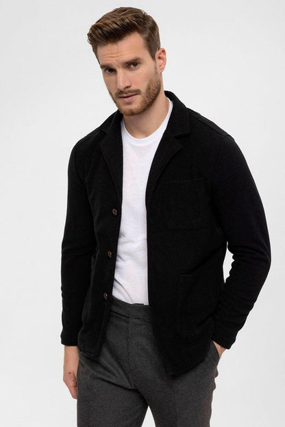 Men's Black Terry Cloth Spring Coat
