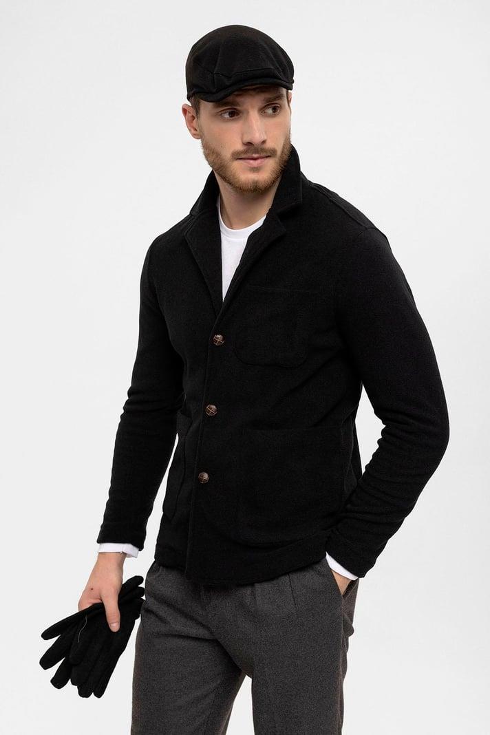 Men's Black Terry Cloth Spring Coat