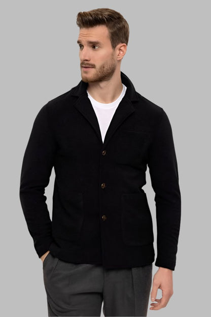 Men's Black Terry Cloth Spring Coat