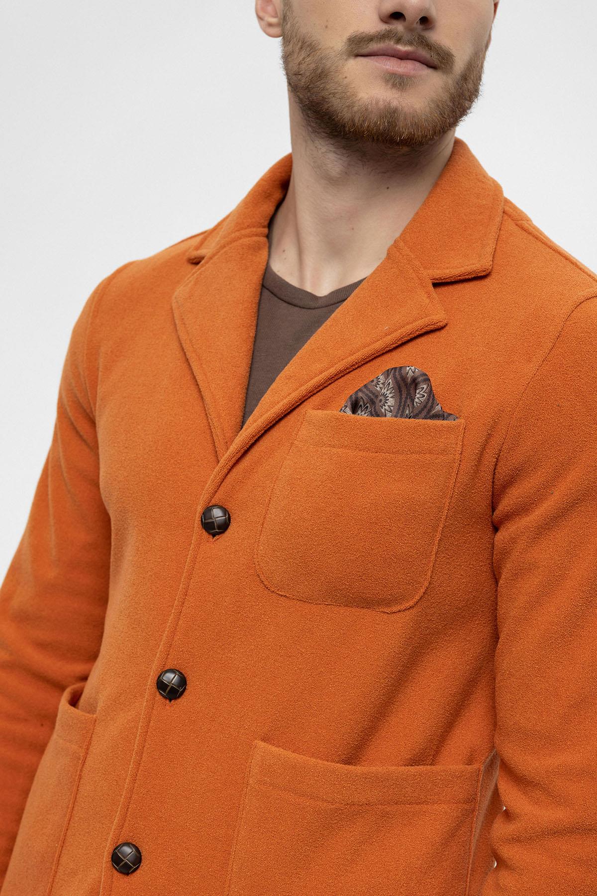 Men's Orange Terry Cloth Spring Coat