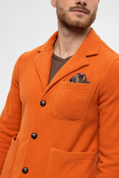 Men's Orange Terry Cloth Spring Coat
