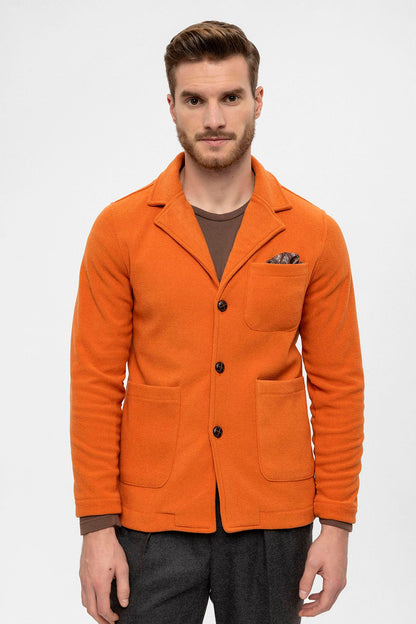 Men's Orange Terry Cloth Spring Coat