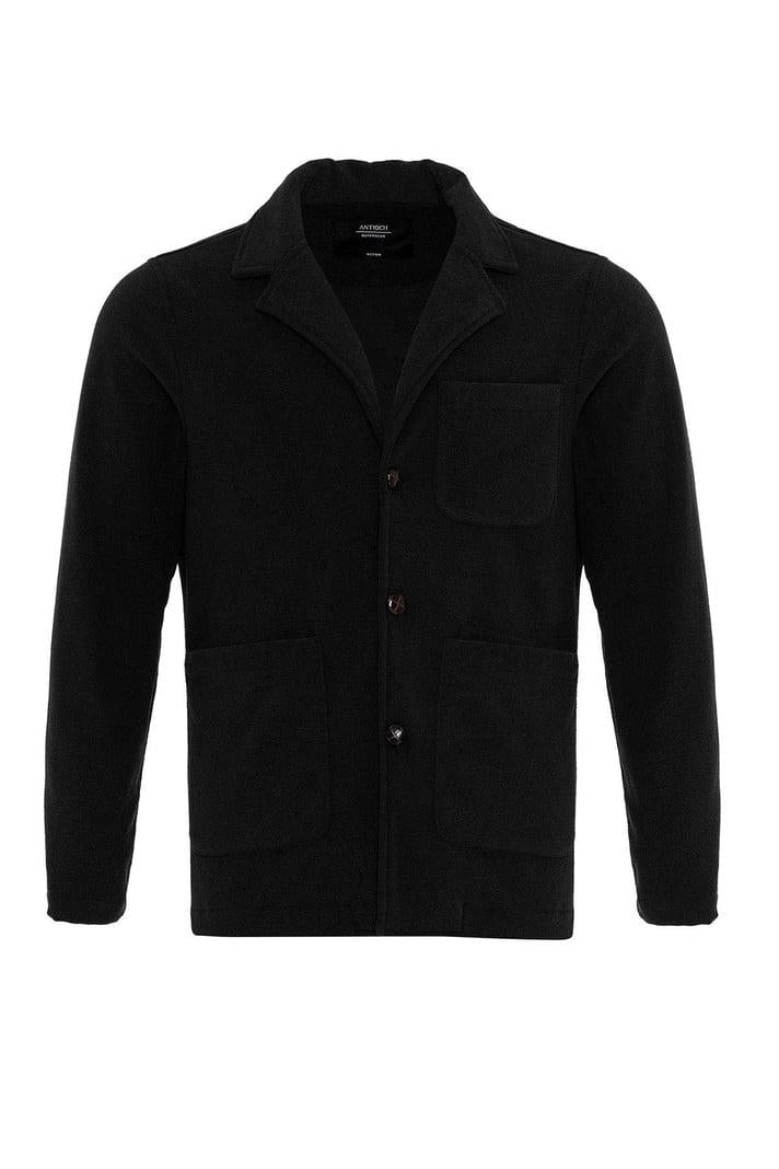 Men's Black Terry Cloth Spring Coat