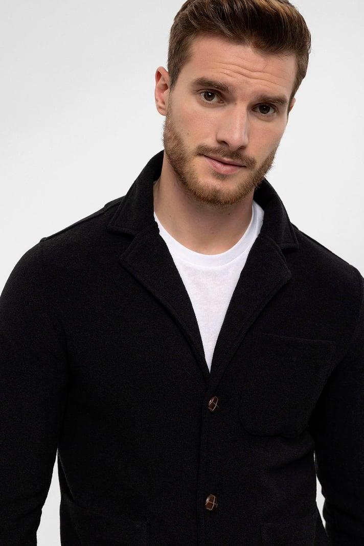 Men's Black Terry Cloth Spring Coat