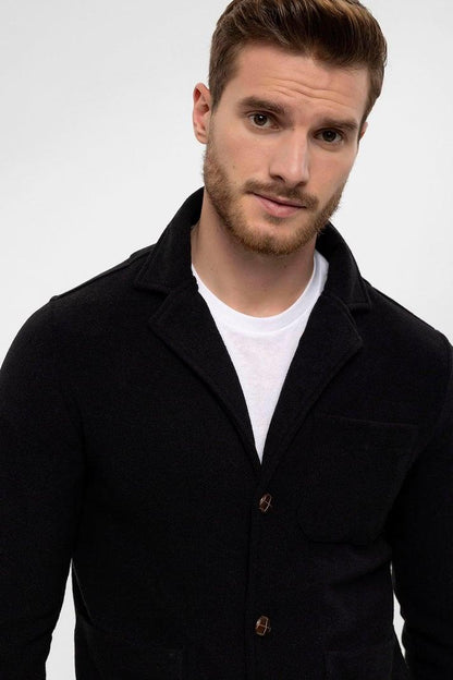Men's Black Terry Cloth Spring Coat