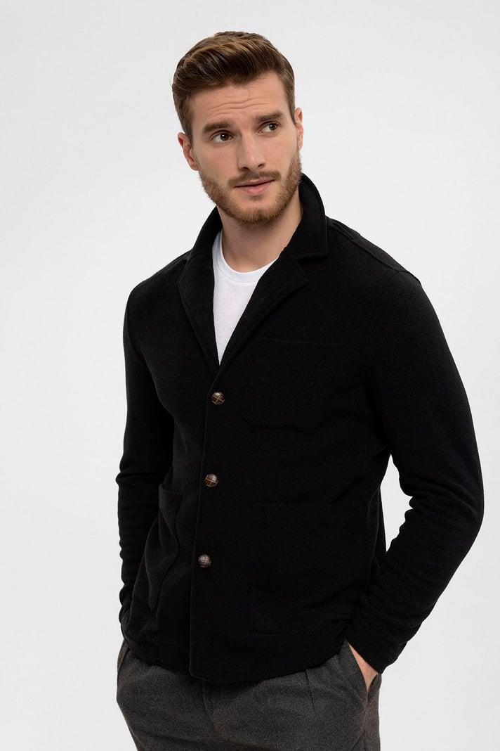 Men's Black Terry Cloth Spring Coat