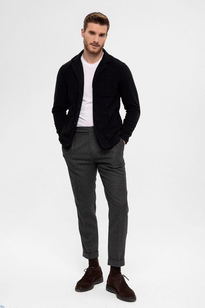 Men's Black Terry Cloth Spring Coat