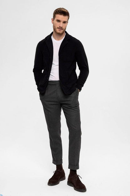 Men's Black Terry Cloth Spring Coat