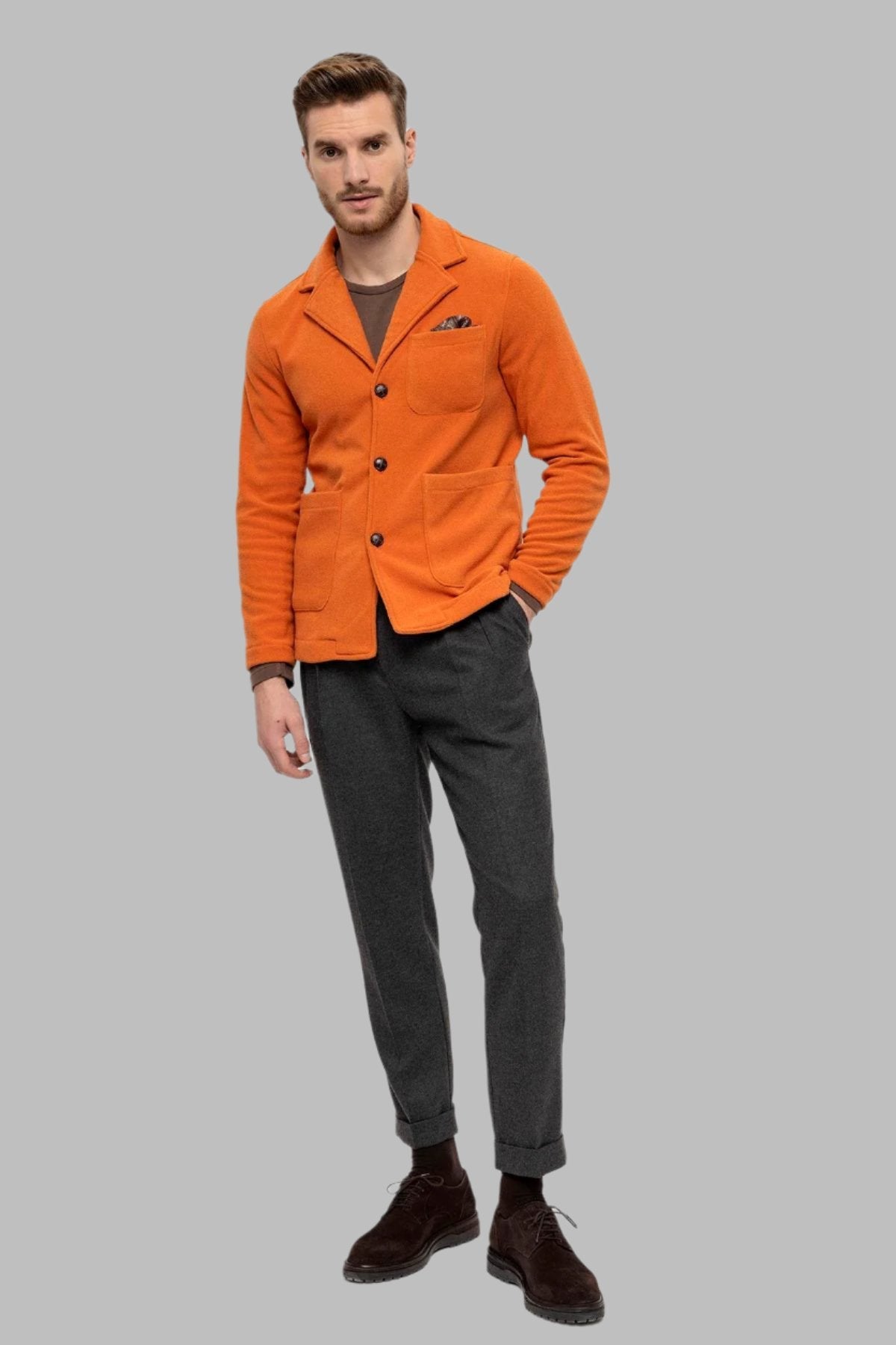 Men's Orange Terry Cloth Spring Coat