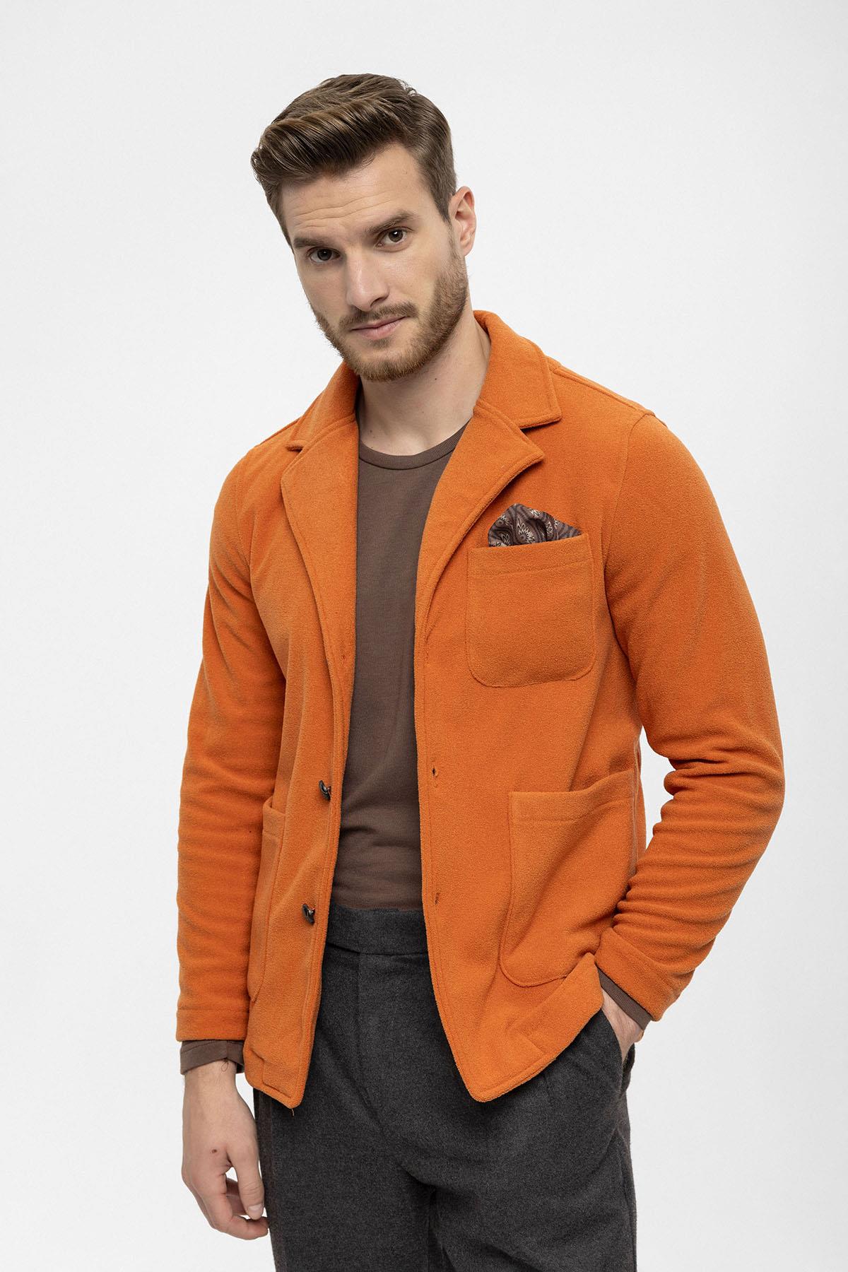 Men's Orange Terry Cloth Spring Coat