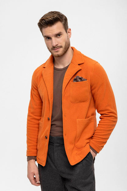 Men's Orange Terry Cloth Spring Coat