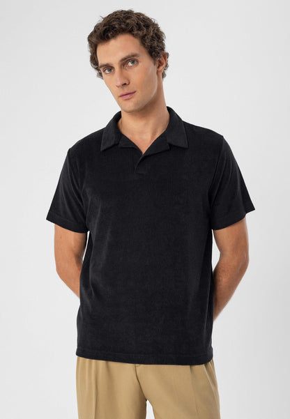 Men's Black Terry Fabric T-Shirt