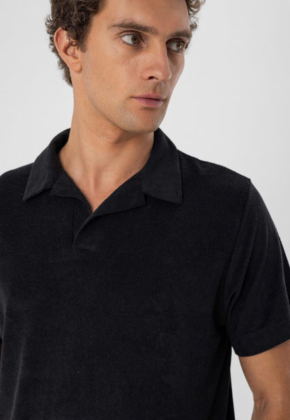 Men's Black Terry Fabric T-Shirt