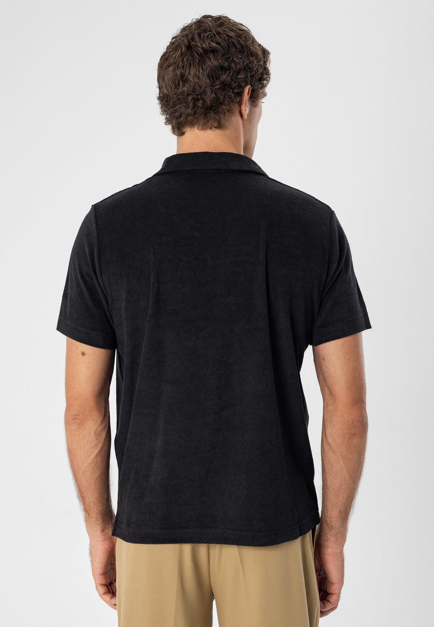 Men's Black Terry Fabric T-Shirt